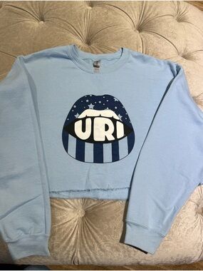 Light Blue URI cropped Crewneck Sweatshirt